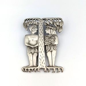 Collectible Vintage JJ Jonette Adam And Eve Brooch Pin